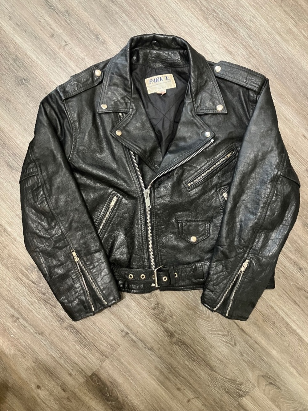Vintage Park V Genuine Leather Motorcycle Biker Jacket Men’s 44 Made USA